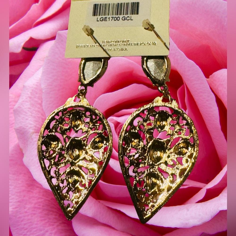 Gold Drop Earrings - Picture 3 of 5
